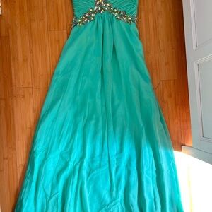 Elegant Turquoise Gown with Embellishments
